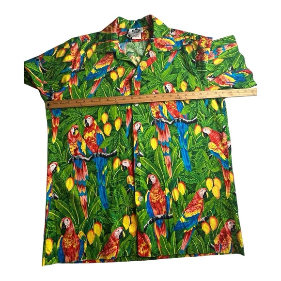 VTG Hilo Hattie Macaws Bird Mens Shirt Hawaiian Casual‎ Button Front Rare Size L - Picture 6 of 10